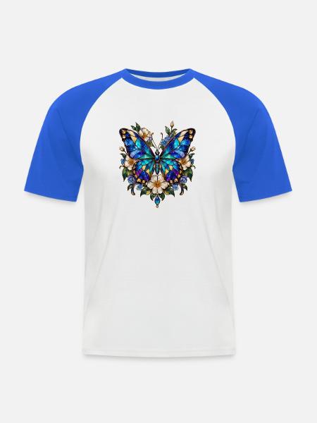 Schmetterlinge Schöner Schmetterling - Männer Baseball-T-Shirt - Weiß/Royalblau