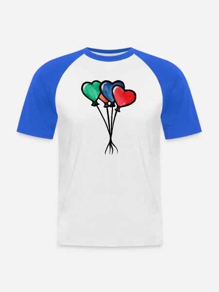 Aquarell-Herzballons-Trio - Männer Baseball-T-Shirt - Weiß/Royalblau