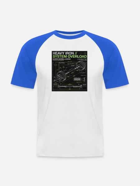 Schwermetall Blueprint - Männer Baseball-T-Shirt - Weiß/Royalblau