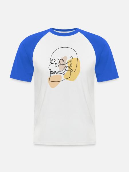 Pastellformen abstrakter Lineart Schädel - Männer Baseball-T-Shirt - Weiß/Royalblau