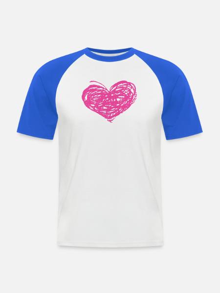 Kritzeln Herz Neonpink - Männer Baseball-T-Shirt - Weiß/Royalblau