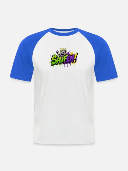 Saufen Neon Graffiti Bierkan - Männer Baseball-T-Shirt - Weiß/Royalblau