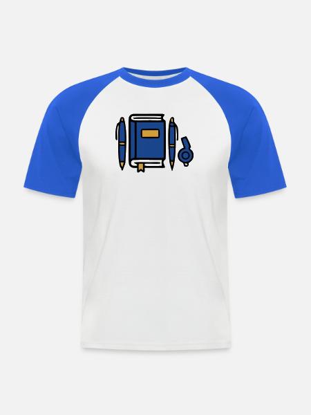 Buch Zeugnis Diplom Icon - Männer Baseball-T-Shirt - Weiß/Royalblau