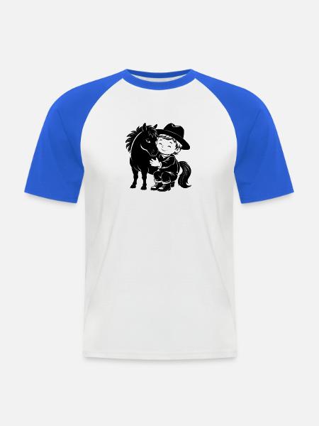 Cowboyboy-Pony - Männer Baseball-T-Shirt - Weiß/Royalblau