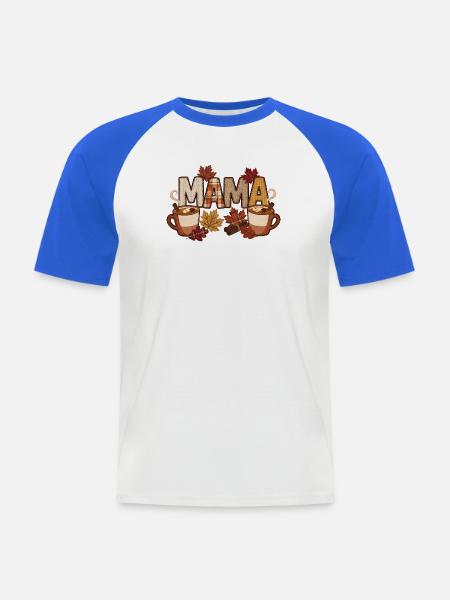Fall Mama Cozy Patchwork Cider - Männer Baseball-T-Shirt - Weiß/Royalblau