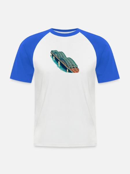 Hohenzollernbrücke Retro - Männer Baseball-T-Shirt - Weiß/Royalblau