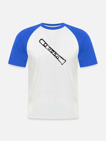 Blockflöte handgezeichnet - Männer Baseball-T-Shirt - Weiß/Royalblau