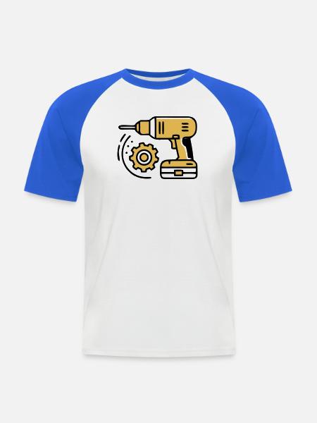 Akkuschrauber Werkzeug Icon - Männer Baseball-T-Shirt - Weiß/Royalblau