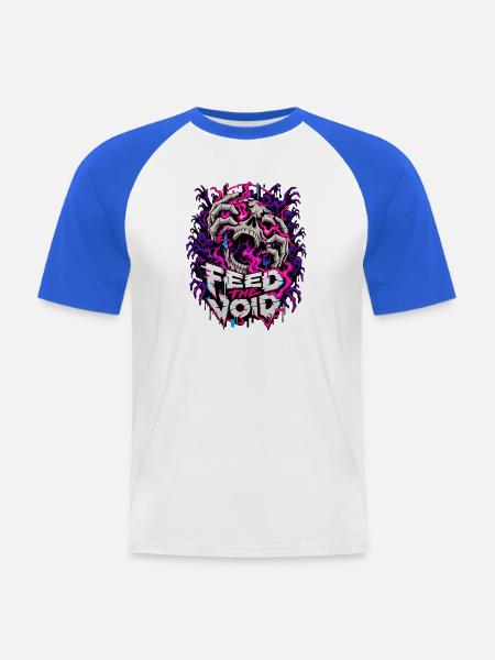 Füttere die Leere Schädelflammen - Männer Baseball-T-Shirt - Weiß/Royalblau