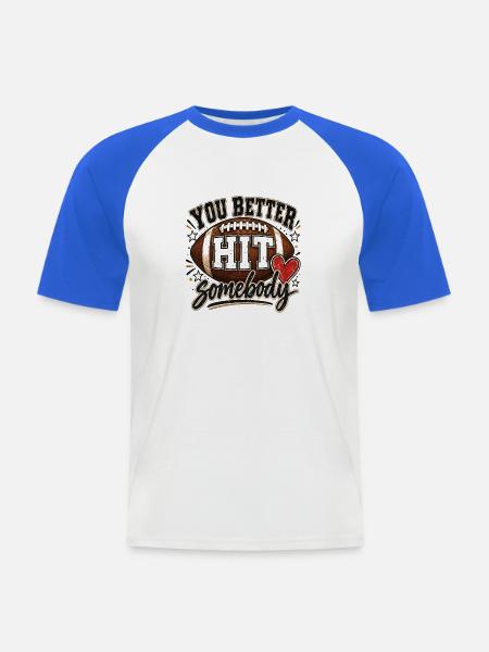 Gridiron Heart Hit - Männer Baseball-T-Shirt - Weiß/Royalblau