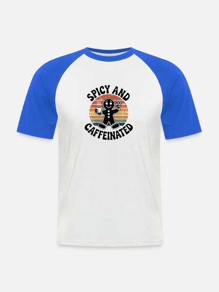 scharf und koffeinhaltig - Männer Baseball-T-Shirt - Weiß/Royalblau