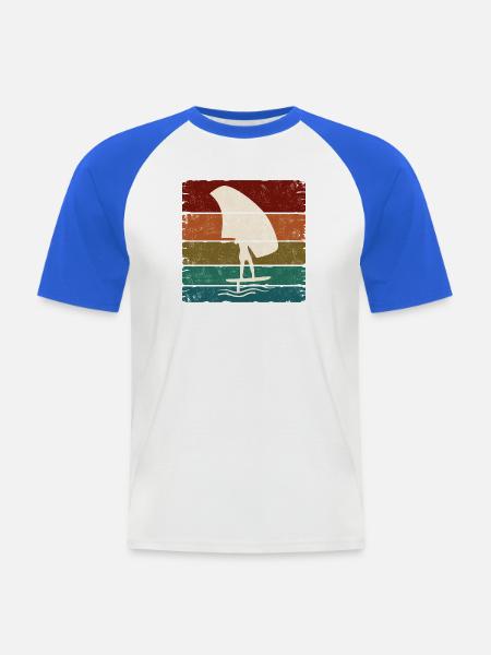 Foiling Retro Sunset Square - Männer Baseball-T-Shirt - Weiß/Royalblau