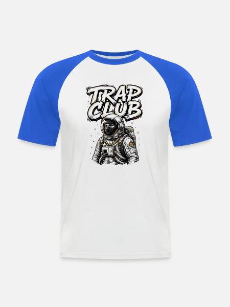 TrapClub Astronautenkette - Männer Baseball-T-Shirt - Weiß/Royalblau
