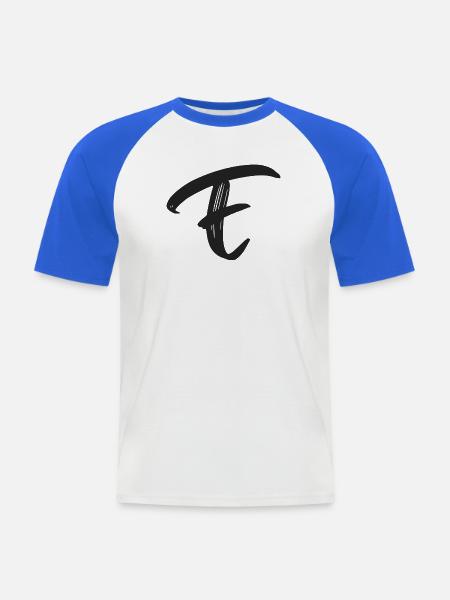 E - Männer Baseball-T-Shirt - Weiß/Royalblau