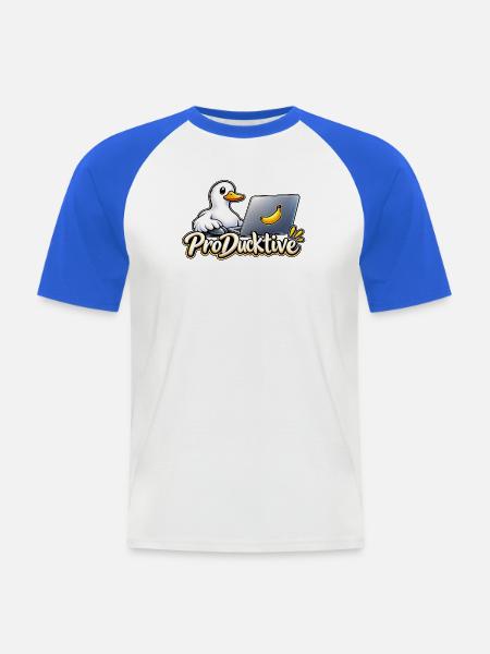 ProDucktive Ente am Laptop - Männer Baseball-T-Shirt - Weiß/Royalblau