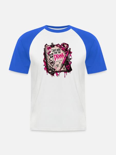 Drama Notizbuch Pink Gothic - Männer Baseball-T-Shirt - Weiß/Royalblau