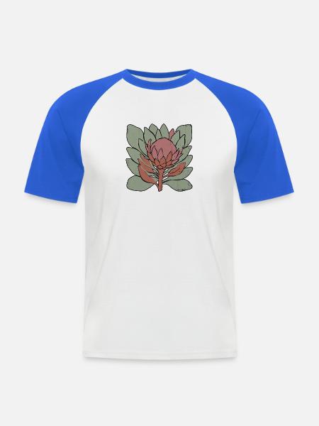 Protea in Schichten - Männer Baseball-T-Shirt - Weiß/Royalblau