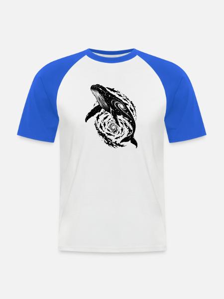 Kosmische Wale Galaxie Print - Männer Baseball-T-Shirt - Weiß/Royalblau