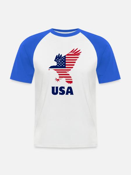 Flag verwenden - Männer Baseball-T-Shirt - Weiß/Royalblau