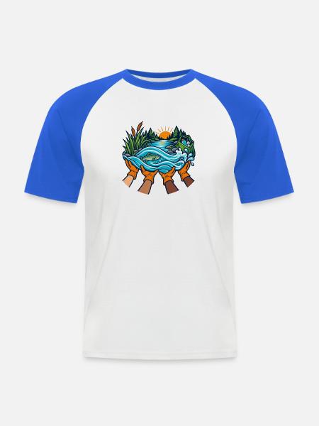 Flussfreunde – Gemeinsam für saubere Ufer - Männer Baseball-T-Shirt - Weiß/Royalblau