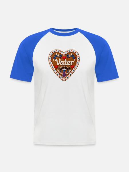 Vater Herz Kuchenmotiv Schnurrbart Design - Männer Baseball-T-Shirt - Weiß/Royalblau