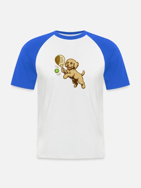Tennishund: Energie und Spaß - Männer Baseball-T-Shirt - Weiß/Royalblau