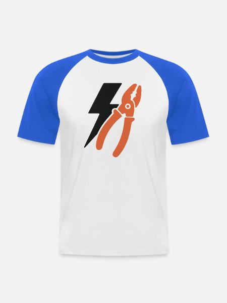 Elektriker Icon Emblem. – Motiv – Geschenkidee. - Männer Baseball-T-Shirt - Weiß/Royalblau