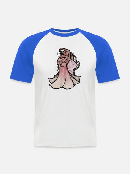 Rouge-Tänzer im Aquarellschleier - Männer Baseball-T-Shirt - Weiß/Royalblau