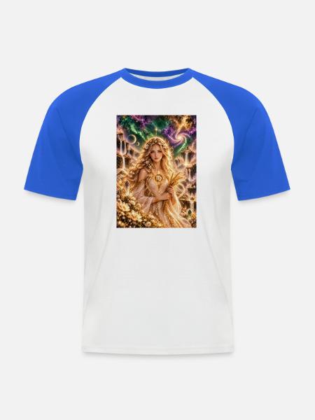 Sternen-Göttin der Virgo-Ernte - Männer Baseball-T-Shirt - Weiß/Royalblau