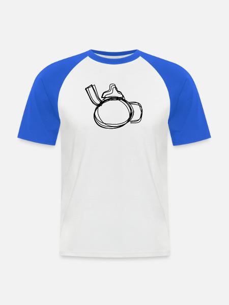 Teekanne handgezeichnet - Männer Baseball-T-Shirt - Weiß/Royalblau