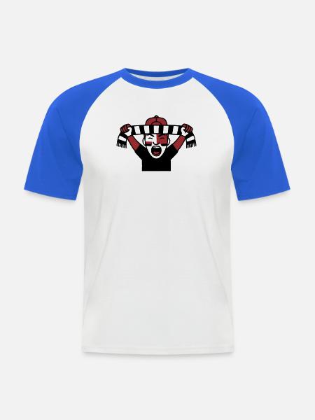 Jubelnder Fussballfan Icon - Männer Baseball-T-Shirt - Weiß/Royalblau