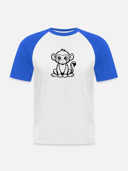 Unschuldiger Affe - Männer Baseball-T-Shirt - Weiß/Royalblau