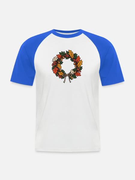 Kranzbinden – Herbstzauber von Hand - Männer Baseball-T-Shirt - Weiß/Royalblau