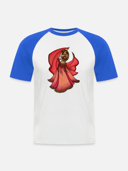 Crimson Bloom Bauchtänzerin - Männer Baseball-T-Shirt - Weiß/Royalblau