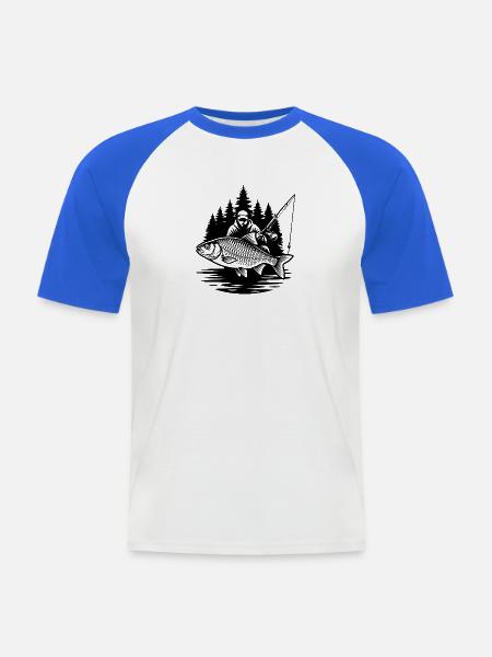 Roach Fisher - Männer Baseball-T-Shirt - Weiß/Royalblau