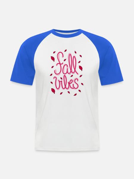 Fall Vibes - Kreatives, selfmade Herbstdesign - Männer Baseball-T-Shirt - Weiß/Royalblau