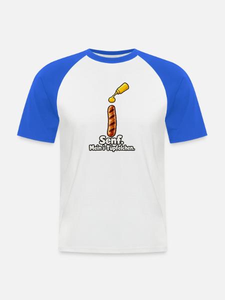 Senf als i-Tüpfelchen - Männer Baseball-T-Shirt - Weiß/Royalblau