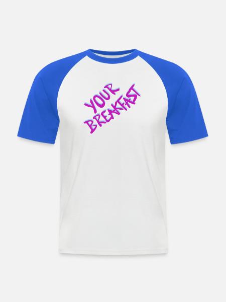 Your Breakfast Neon Script - Männer Baseball-T-Shirt - Weiß/Royalblau