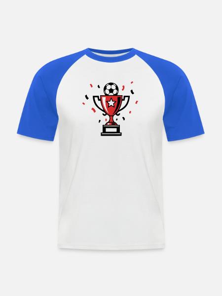 Fussball Pokal Sieger Icon - Männer Baseball-T-Shirt - Weiß/Royalblau