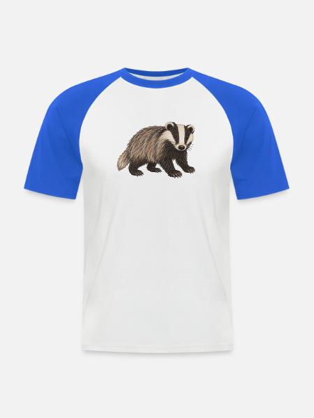 Rasieren, Pinselzeichnen strukturierter Bleistift - Männer Baseball-T-Shirt - Weiß/Royalblau