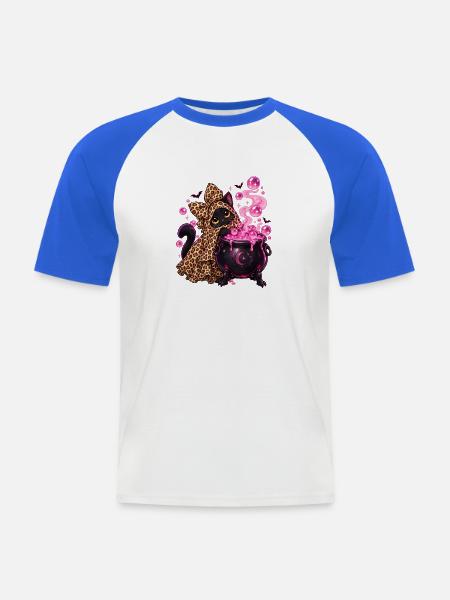 Leopardhexenkatze Pinkkessel - Männer Baseball-T-Shirt - Weiß/Royalblau