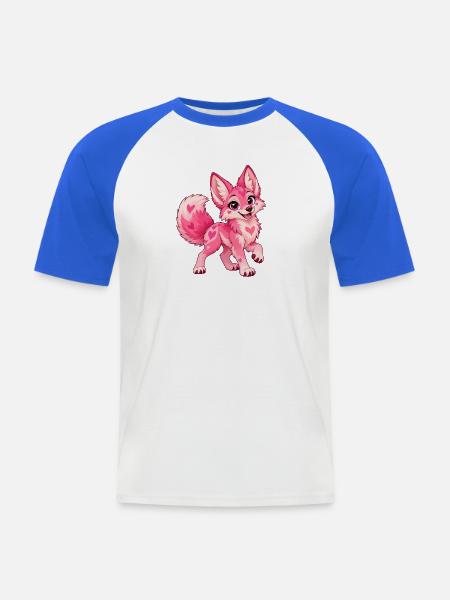 Kawaii Pink Coyote - Männer Baseball-T-Shirt - Weiß/Royalblau