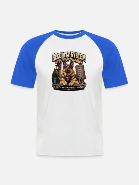 Sicherheitssystem mit Pelz-Wachhund - Männer Baseball-T-Shirt - Weiß/Royalblau
