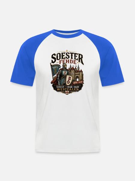 Mittelalterliches SOEST Soester Fehde Geschichte - Männer Baseball-T-Shirt - Weiß/Royalblau