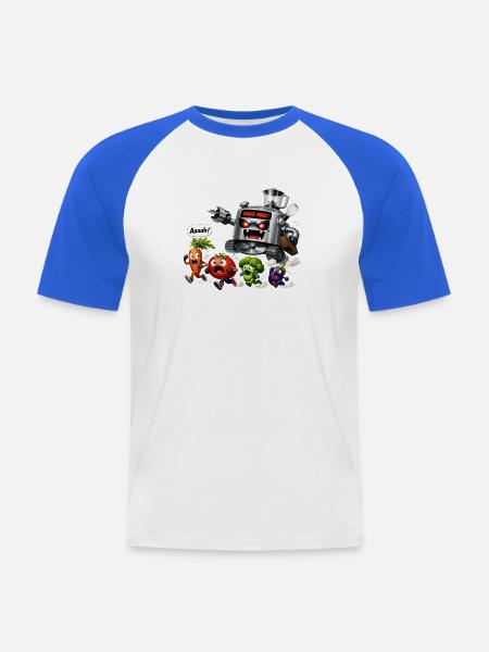 Zeichentrick-Gemüsejagdroboter - Männer Baseball-T-Shirt - Weiß/Royalblau