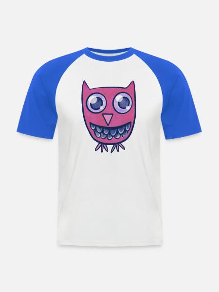 Pink Owl Grin Cartoon-Monster - Männer Baseball-T-Shirt - Weiß/Royalblau