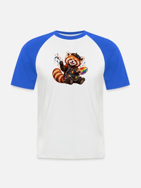 Red Panda Künstler mit Farbpalette - Männer Baseball-T-Shirt - Weiß/Royalblau