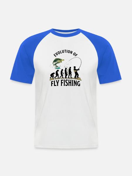 Evolution Fliegenfischerhumor - Männer Baseball-T-Shirt - Weiß/Royalblau