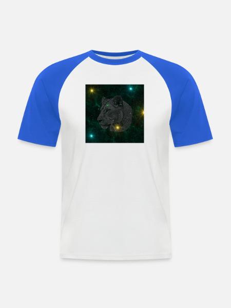 Wolfsstern im Sternenraum - Männer Baseball-T-Shirt - Weiß/Royalblau