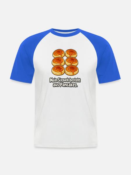 Sixpack aus Pancakes - Männer Baseball-T-Shirt - Weiß/Royalblau